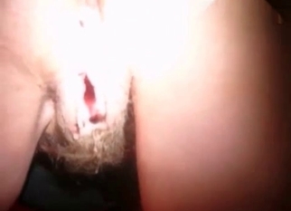 Dog nicely cums on her juicy bushy cunt