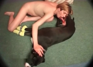 Gorgeous blowjob for a trained black dog