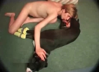 Gorgeous blowjob for a trained black dog