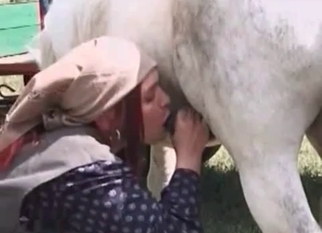 Pleasing my lovely filly at the farm