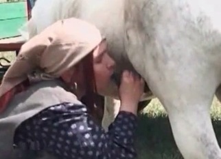 Pleasing my lovely filly at the farm