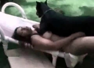 Doberman and a horny zoophile