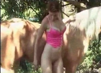 Outdoor bestiality with trained beast