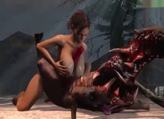 Demonic 3D beast gets a good titjob