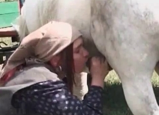 Pleasing my lovely filly at the farm
