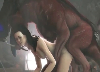 Doggy style sex action with a horse
