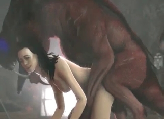 Doggy style sex action with a horse
