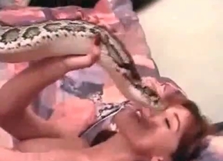 Snake and slutty redhead zoophile